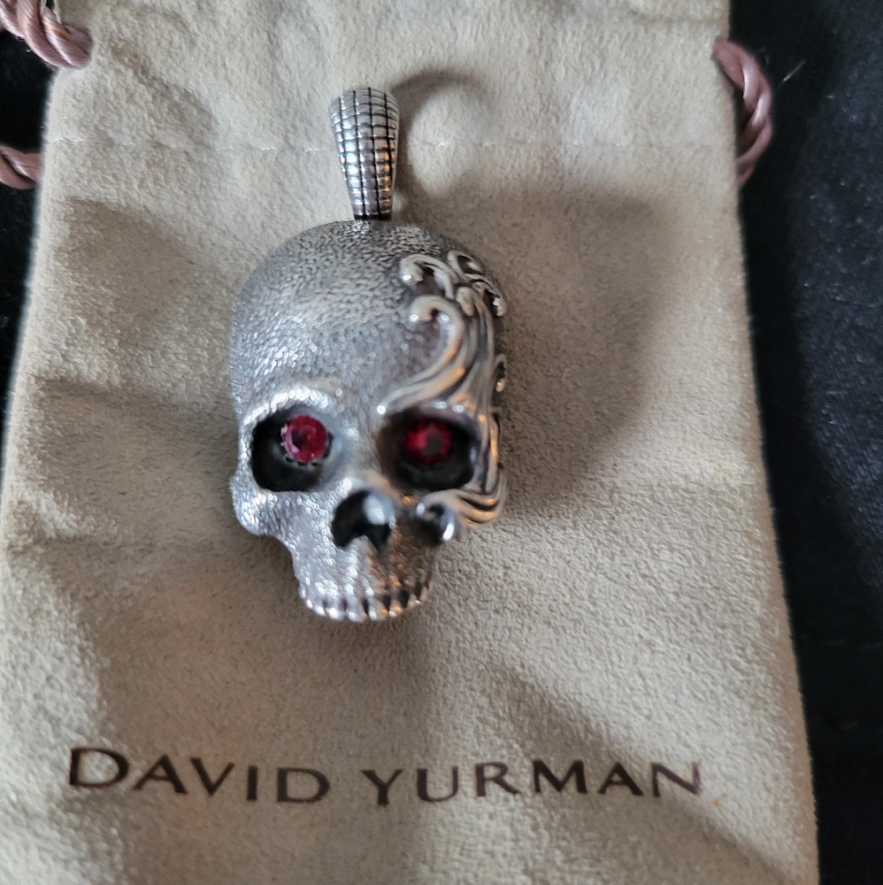 David Yurman Waves Skull Enhancer with Rubies